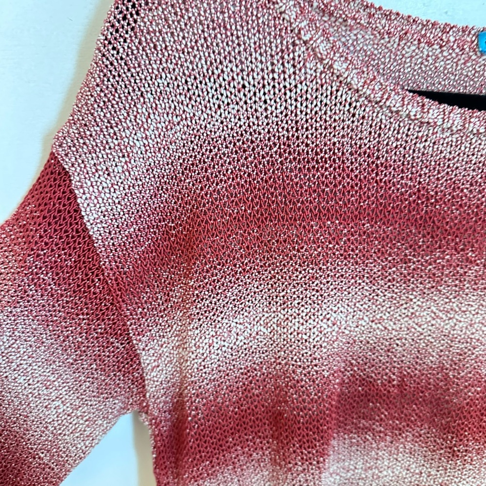 ALICE & OLIVIA M Ethan ombre red stripe cable knit long sleeve preppy tunic boho - Picture 7 of 12